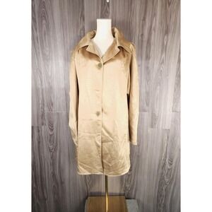 Vintage Sue Brett Beige Satin-Like Button-Up Coat